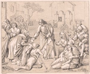 Jesus helade folket, c1880 av Unbekannt