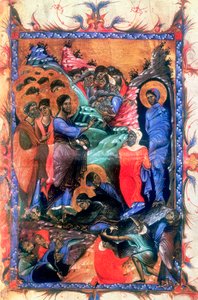 Jesus väcker Lasarus efter fyra dagar, c1280 av Unbekannt