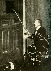 John Nevil Maskelyne utför en andekabinettillusion, c1910. av Unbekannt