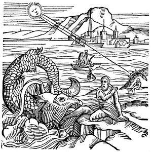 Jona spyddes upp av valen, 1557 av Unbekannt