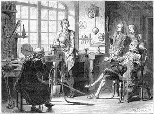 Joseph Black besöker James Watt i hans verkstad i Glasgow, c1760 c1879 av Unbekannt