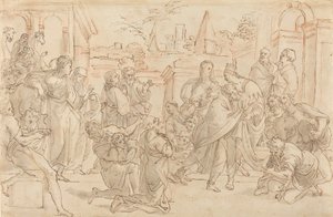 Josef och hans bror i Egypten [verso], 1600-talet. av Unbekannt