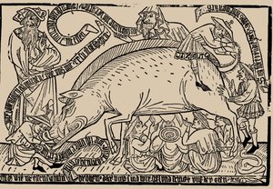 Judensau judar sår, ca 1470. av Unbekannt