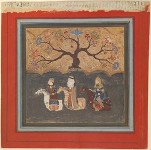 Kai Khusrau, Farangis och Giv korsar floden Jihun Oxus, Folio från ett..., mitten av 1400-talet. av Unbekannt