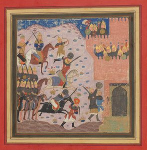Kai Khusrau, Gudarz och Giv fångar demonens fästning, Bahman ..., ca. 1430-4 av Unbekannt