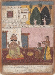 Khambavati Ragini...från a Dispersed Ragamala Series Garland of Musical Modes, 1700-1725. av Unbekannt