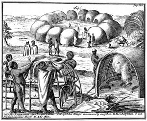 Khoikhoi hyddor och kraal, Sydafrika, 1931 av Unbekannt