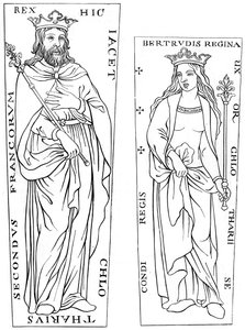 Kung Clotaire II 584-629 och Bertude 575-604, 1100-talet 1849 av Unbekannt