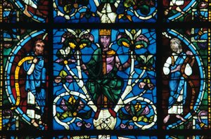 King David, målat glas, Chartres Cathedral, Frankrike, 1145-1155 av Unbekannt