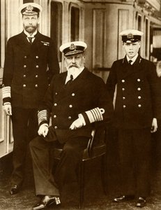 Kung Edward VII med sin son George, Prince of Wales, och sonson Prince Edward, 1910, 1935. av Unbekannt