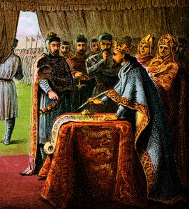 King John And The Magna Carta, 1215, c1850 av Unbekannt