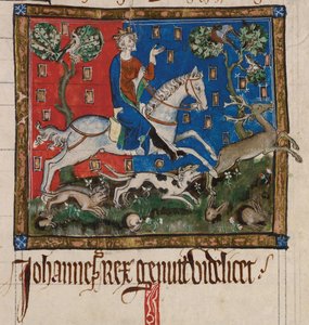 Kung John jagar till häst, 1300-talet av Unbekannt