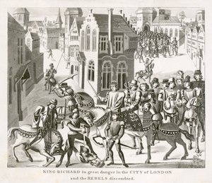 Kung Richard II konfronterar rebellerna, Bondeupproret, London, 1381 1800-talet av Unbekannt