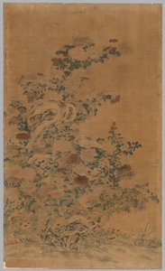 Ko Ssu Panel: Stenar och krysantemum, 1700-1800-talet. av Unbekannt