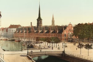 Köpenhamn. Börsen. Omkring 1900. Fotografering av Photoglob / Zürich av Unbekannt