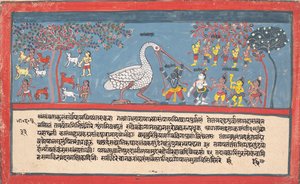 Krishna dödar Bakasura, trandemonen..., från en dispers Bhagavata Purana..., 1800-1825. av Unbekannt
