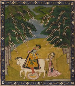 Krishna erbjuds kakor, 1800-1900-talet av Unbekannt