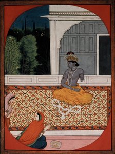 Krishna kastar sin krans, c1800 av Unbekannt