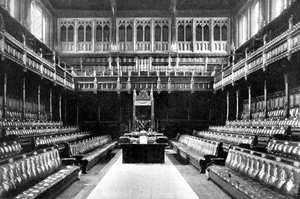 Ladies Grille ovanför Reporters Gallery, House of Commons, Westminster, London, c1905 av Unbekannt