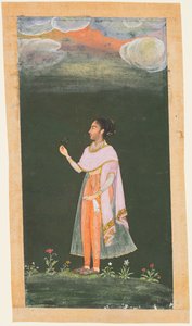 Lady som håller en blomma, ca. 1670-80-talen. av Unbekannt