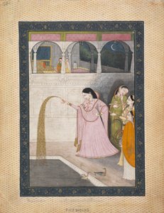 Lady som håller ett tomtebloss, ca. 1800. av Unbekannt