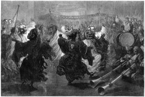 Lamadans på Jummoo, framförd inför prinsen av Wales, 1876 av Unbekannt