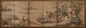 Landskap: de sju vise från bambulunden, Momoyama-perioden, 1568-1615. av Unbekannt