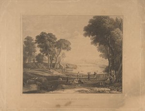 Landskap med figurer efter Isaacs och Rebeccas äktenskap, 1648, publicerad 1830. av Unbekannt