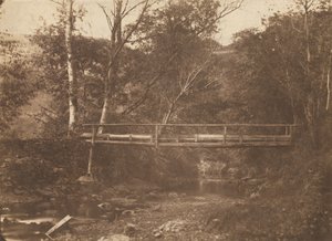 Landskap med träd och bro, ca. 1850. av Unbekannt