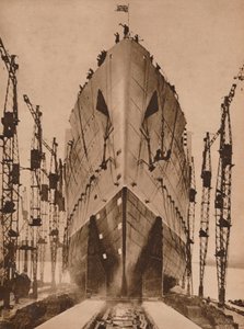 Lansering av Cunard-fartyget "Queen Mary", 1934 1935. av Unbekannt