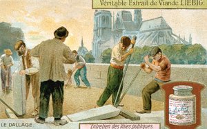 Lägger gatstenar på en gata i Paris, ca 1900 av Unbekannt