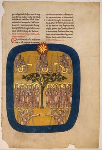 Blad från ett Beatus-manuskript: Angels Restrain the Four Winds..., ca. 1180. av Unbekannt