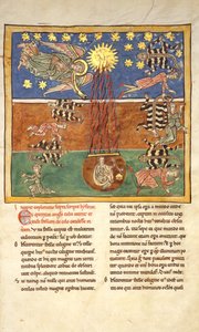 Blad från ett Beatus-manuskript: vid Clarion of the Fifth Angels Trumpet..., ca. 1180. av Unbekannt