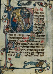 Leaf from a Book of Hours: Initial D: Massacre of the Innocents 1 av 2 utskurna löv, tidigt 1300-tal av Unbekannt