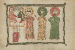 Blad från en evangeliebok med fyra stående evangelister, armeniska, 1290-1330. av Unbekannt