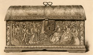 Skinnkista med inskuren dekor, 1400-talet, 1903. av Unbekannt