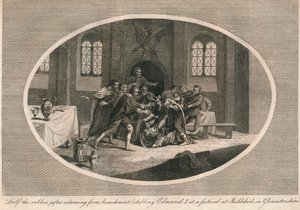 Rånaren Leofa knivhugger Edmund I på en festival i Pucklekirk, Gloucestershire 946 1793 av Unbekannt