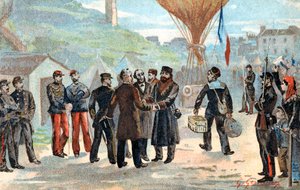 Leon Gambetta, fransk politiker på väg att fly från det belägrade Paris, fransk-preussiska kriget, 1870 av Unbekannt