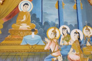 Buddhas liv Att lära ut dharma till sin familj, Siem Reap, Kambodja av Unbekannt