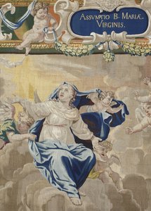Jungfruns liv: "" antagandet "" (Antagandet) Detaljtapet av ull och siden tillverkat i Pierre Damours verkstad efter teckningar av Charles Poerson (1609-1667) av Unbekannt