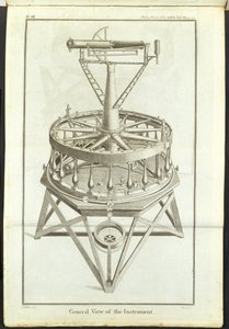 Linjegravyr av den första stora teodoliten Linjegravering av den första stora teodoliten (3 fot horisontell cirkel) avbildad i Philosophical Transactions of the Royal Society Vol. av Unbekannt