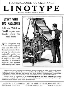 Annons för Linotype & Machinery Ltd., 1919 av Unbekannt