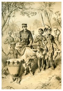 Livingstone svag från feber eskorterad till Shintes Town, c1854 1883 av Unbekannt