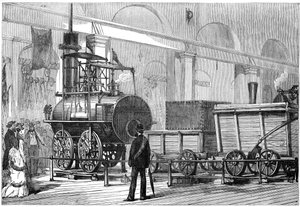 Locomotion, det första ångloket, vid Railway Jubilee, Darlington, Durham, 1800-talet av Unbekannt