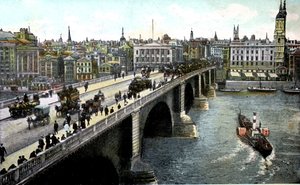 London Bridge efter 1904 års utvidgning, London, 1900-talet av Unbekannt