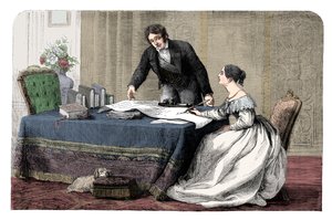 Lord Melbourne 1779-1848 instruerar en ung drottning Victoria 1819-1901, 1837 c1895 av Unbekannt