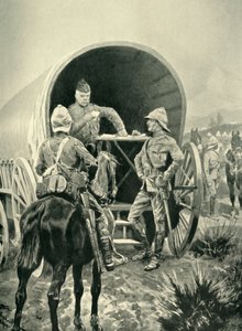 Lord Roberts skriver meddelanden i transportvagnen som han sov i, 1901. av Unbekannt