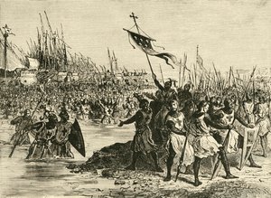 Ludvig IX. Landning i Egypten, 1249, 1890. av Unbekannt