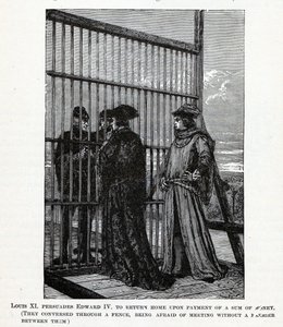 Ludvig XI övertalar Edward IV att återvända hem med en summa pengar, 1882 av Unbekannt
