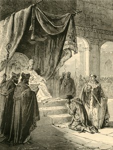 Ludvig den fromme gör botgöring för behandling av sin brorson Bernard, c818, 1890. av Unbekannt